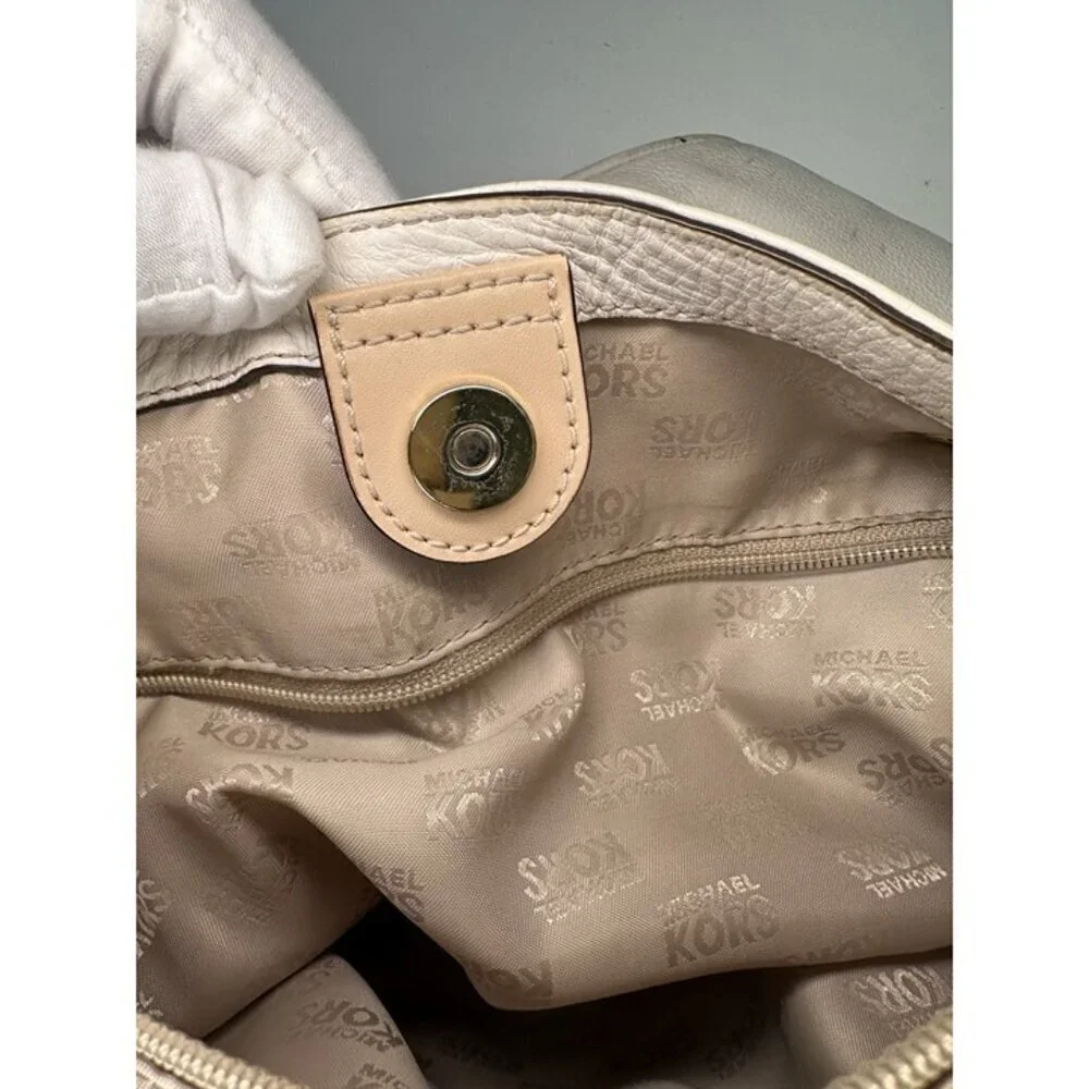 Michael Kors White Pebbled Leather Tote Hand Bag